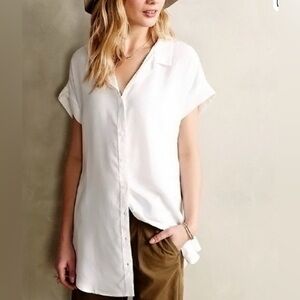 Anthropologie Celestine Cloth & Stone White Button Down Shirt